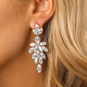 Bride Bridesmaid Marquise Wedding Dangle Earrings